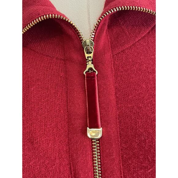 Soft Surroundings Sweater Womens Medium Red Holiday Full Zip Cozy Knit - Picture 3 of 10
